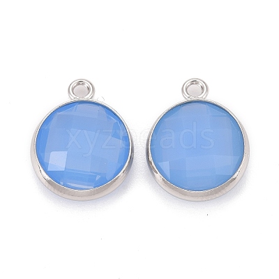 Brass Glass Charms KK-C228-01P-1