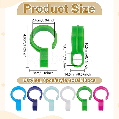 48Pcs 6 Colors Plastic Windproof Clips FIND-FG0005-38-1
