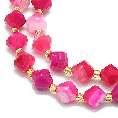 Natural Dyed & Heated Striped Agate/Banded Agate Beads Strands G-I376-B05-01-1