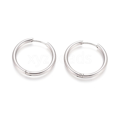 Tarnish Resistant 304 Stainless Steel Huggie Hoop Earrings EJEW-F111B-25mm-P-1