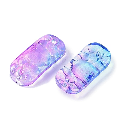 Spray Painted Transparent Glass Connector Charms X1-GLAA-H035-06C-1