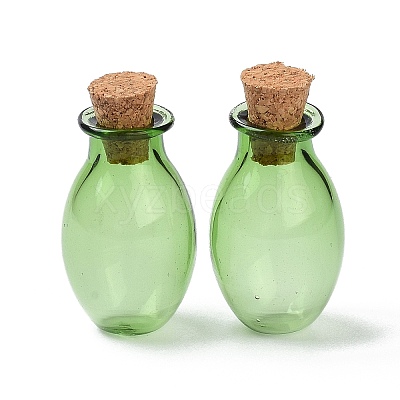 Oval Glass Cork Bottles Ornament LS-AJEW-O032-03F-1