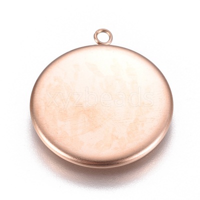 Ion Plating(IP) 304 Stainless Steel Pendant Cabochon Settings STAS-G127-13-20mm-RG-1