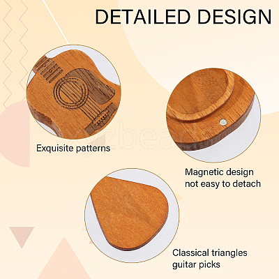 1 Set Guitar Shaped Wood Guitar Pick Box Holder Collector with Magnetic Clasps CON-CA0001-026-1