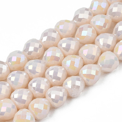 Electroplate Opaque Solid Color Glass Beads Strands EGLA-N002-26-B-1