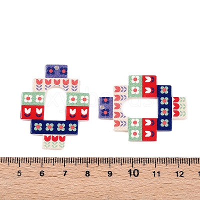 Flower Theme Printed Acrylic Pendants OACR-T028-14B-1