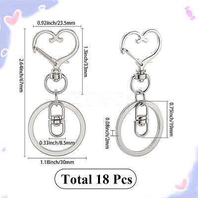 18Pcs Alloy Swivel Keychain Clasps KEYC-SP0001-48B-P-1