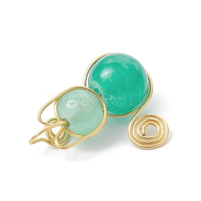 Imitation Jade Glass Beads Pendants PALLOY-JF02480-04-1