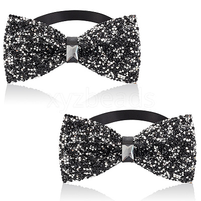 Adjustable Resin Rhinestone Polyester Bow Ties for Men AJEW-WH0472-01B-1