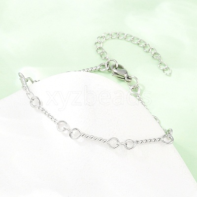304 Stainless Steel Twisted Rope Link Chain Bracelets for Women BJEW-A160-09P-1