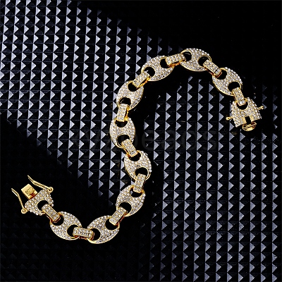 Hip-hop Alloy Micro Pave Cubic Zirconia Link Chain Bracelets for Women KD4183-1-1