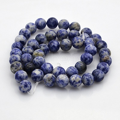 Natural Blue Spot Jasper Round Bead Strands G-N0120-48-8mm-1
