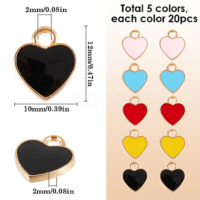 100Pcs 5 Colors Alloy Enamel Charms ENAM-SC0005-32-1
