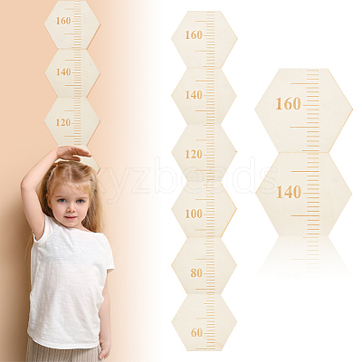 Hexagon Wood Measuring Growth Chart Rulers TOOL-WH0136-124A-1