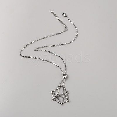 304 Stainless Steel Braided Adjusting Chain Macrame Pouch Empty Stone Holder for Pendant Necklaces Making NJEW-WH0025-01A-P-1