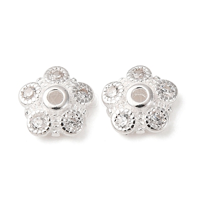 925 Sterling Silver Clear Cubic Zirconia Bead Caps STER-A047-07B-S-1
