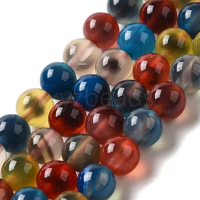 Natural Dyed & Heated Runny Agate Beads Strands G-K356-A01-01-1