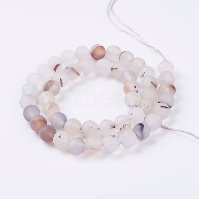 Natural Dendritic Agate Beads Strands G-J376-07-8mm-1