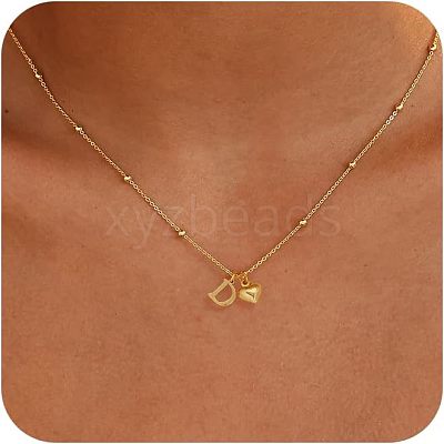 Brass Initial and Heart Pendant Necklaces for Women FS-WG01F32-04-1