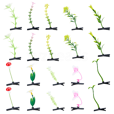 40Pcs 10 Styles Plastic Plant & Iron Alligator Hair Clips PHAR-FH0001-09-1