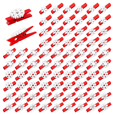 125Pcs 5 Styles Wooden Snowflake Clothespins Craft Clips FIND-FH0016-80-1