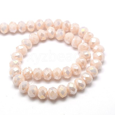 Electroplate Opaque Solid Color Crystal Glass Rondelle Beads Strands EGLA-F047A-13AB-1