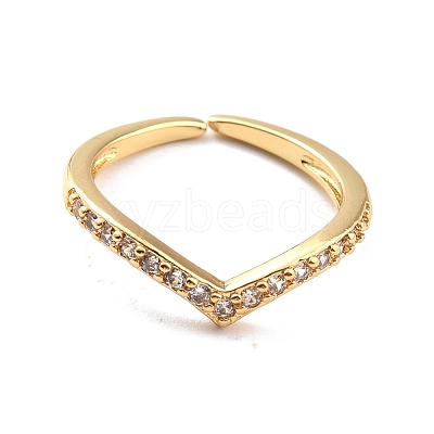 Clear Cubic Zirconia Crown Open Cuff Ring for Women X-RJEW-C018-15G-1