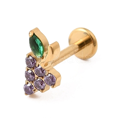 F136 Titanium Pave Cubic Zirconia Fruit Internally Threaded Labrets ME-CBA9828-06C-G-1