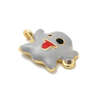 Halloween Brass Light Grey Enamel Connector Charms KK-F915-04A-G-1