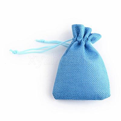 Polyester Imitation Burlap Packing Pouches Drawstring Bags X-ABAG-R005-9x12-20-1