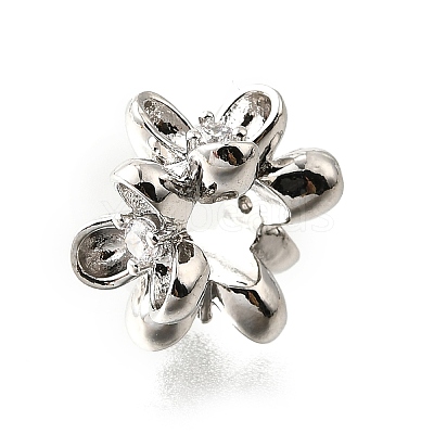 Brass Micro Pave Clear Cubic Zirconia European Beads KK-V008-15P-1