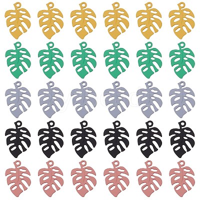 30Pcs 5 Colors Spray Painted Alloy Pendants FIND-BC0003-26-1
