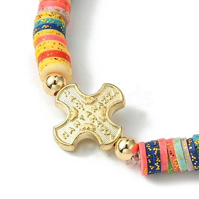 Polymer Clay Disc Heishi Surfer Stretch Bracelets BJEW-JB09835-1