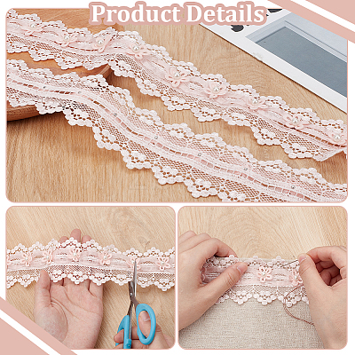3 Yards Polyester Flower Lace Trim OCOR-OC0001-67A-1