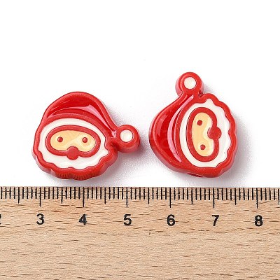 Christmas Decorations Theme Opaque Acrylic Bead with Enamel X-OACR-Z021-01D-1