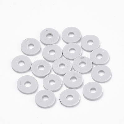 Flat Round Handmade Polymer Clay Bead Spacers X-CLAY-R067-4.0mm-39-1