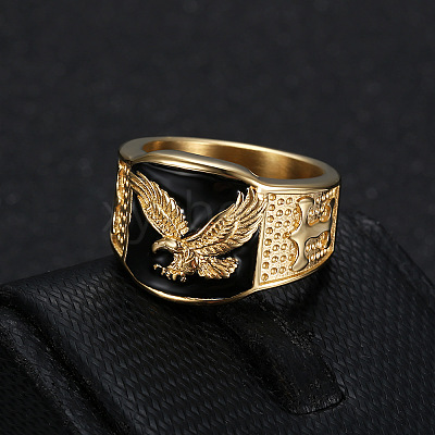 304 Stainless Steel and Enamel Finger Rings for Men FS-WG4515C-03-1