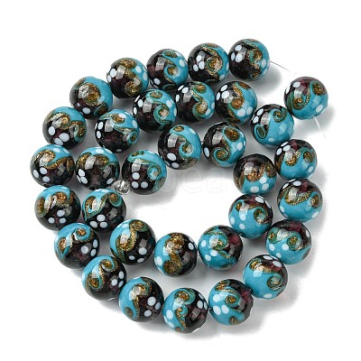 Handmade Gold Sand Lampwork Beads Strands LAMP-A003-03F-1