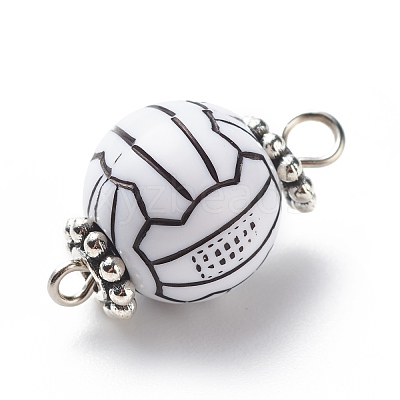 Acrylic Basketball Connector Charms PALLOY-JF01869-02-1