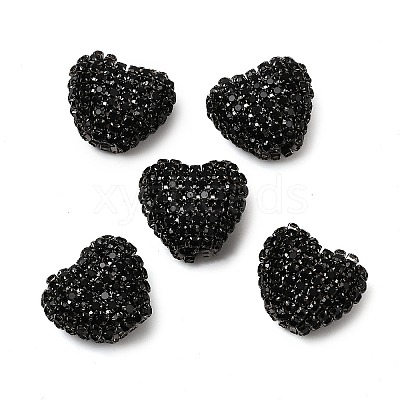 Sparkling Acrylic Heart Beads with Rhinestone Embellishment OACR-NH0001-02A-08-1