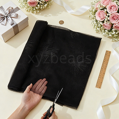2 Yards Fireworks Pattern Polyester Gauze Fabric DIY-WH0308-944A-1