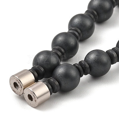 Round Synthetic Non-Magnetic Hematite Beaded Necklaces for Women Men NJEW-E097-06-1