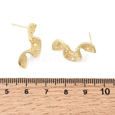 Brass Micro Pave Clear Cubic Zirconia Stud Earrings Findings KK-B179-12G-1