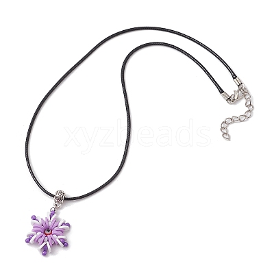 Glass Seed Beads & Polymer Clay & Evil Eye Lampwork Snowflake Pendant Necklaces NJEW-MZ00102-05-1