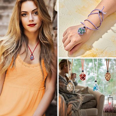Braided Waxed Cotton Thread Cords Macrame Pouch Necklace Making AJEW-SW00018-1