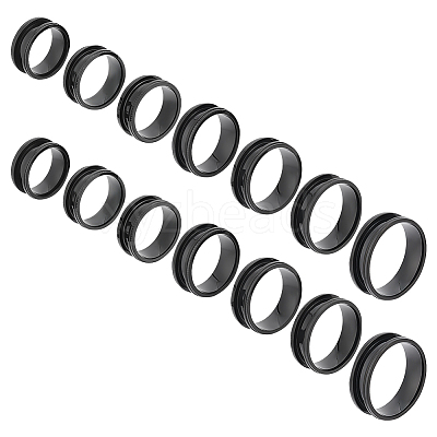 14pcs 7 size Unisex Stainless Steel Grooved Finger Ring Sets RJEW-UN0002-65EB-1