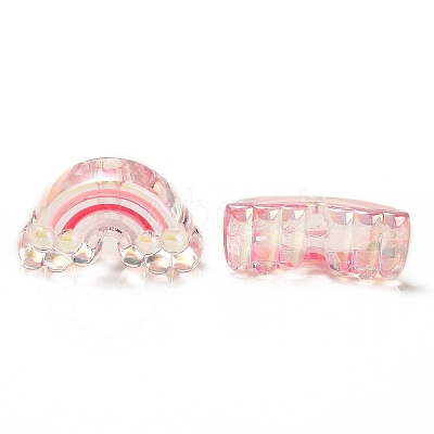 UV Plating Rainbow Iridescent Acrylic Enamel Beads OACR-G012-08E-1