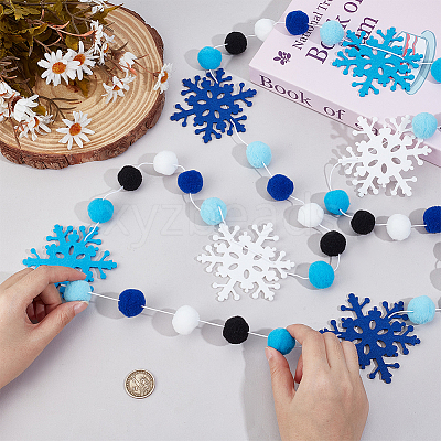 Non-woven Fabric with Felt Pompom Ball Hanging Streamer DIY-PH0036-21-1
