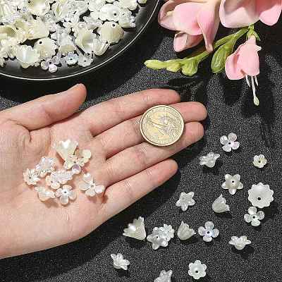 300Pcs ABS Plastic Imitation Pearl Flower Bead Caps KY-CJ0001-59-1