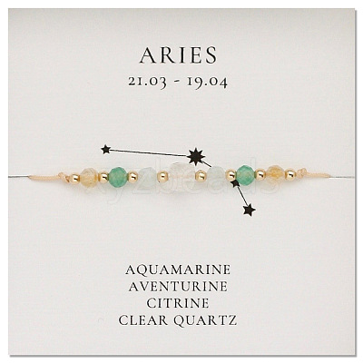 Natural stone constellation bracelet with 12 zodiac signs NR2952-1-1